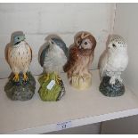 Royal Doulton Whyte & Mackay Kestrel, Merlin and Tawny Owl decanters (all full) and a Snowy Owl