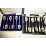Two cased sets of Sterling silver coffee and teaspoons (all hallmarked), approx. total weight 133g.