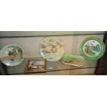 Royal Doulton "The Gallant Fishers" plate, and another signed NOKE, a Wedgwood motto ware