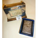 Silver cased perpetual desk calendar, hallmarked for Birmingham 1929 W.J. Myatt & Co. Ltd.