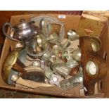 Cardboard box of assorted metalware