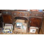 Edwardian Regency-style mahogany serpentine fronted sideboard, 59" long