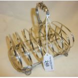 Large silver toast rack, hallmarked for London 1873, William Evans, weight approx. 245g.