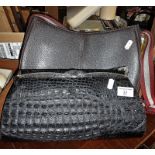 Vintage black crocodile handbag and a Bally shoulder bag - sold for Mencap