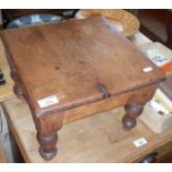 Victorian fruitwood foot stool on turned legs