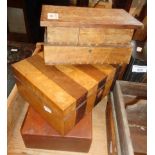 Three old wooden boxes inc. a jewellery casket