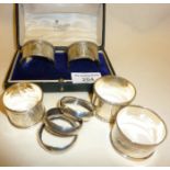 8 silver napkin rings inc. a cased pair hallmarked for Sheffield 1916. Martin Hall & Co. Approx.