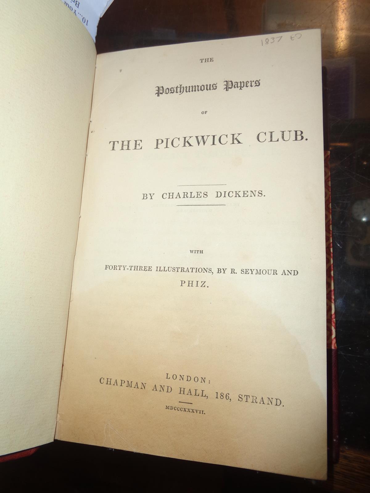 The Posthumous Papers of The Pickwick Club, Dickens 1837, pub. Chapman & Hall 1837, rebound - Image 3 of 8