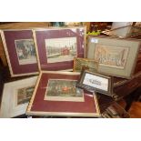 Assorted 19th c. colour engravings of London Theatres, inc. 3 Cruickshank prints of Shakespeare