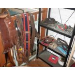 Assorted horse riding tackle, inc. girth straps, bits and stirrups, etc.