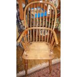 19th c. ash and elm stickback kitchen armchair