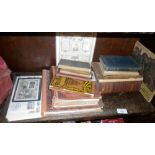 Two old schoolboy stamp albums, hardback books, etc.