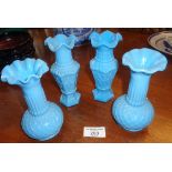 Two pairs Victorian blue glass vases