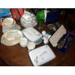 Denby Wheatsheaf, Alfred Meakin dinnerware etc, and fish eaters and servers