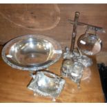 Silver plated dinner gong and stand in the form of a road sign with figure of a boy, Regd. mark