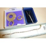 Vintage jewellery, inc. Swarovski crystal necklace, modernist earrings and brooch set by Laloli of
