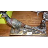 Painted spelter pheasant table cigar lighter