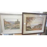 19th c. watercolour landscape by A.E. Foreman and another similar with figures
