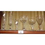 Six various Victorian wine glasses
