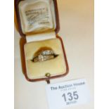 Cased 9ct gold and platinum diamond ring, approx. UK size N, another 9ct white gold set with