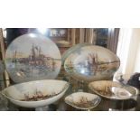 Royal Doulton "Home Waters" wall plate 11" diameter, D.6434, matching oval dish and side plate,