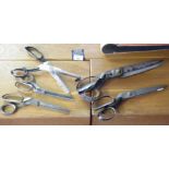 Large tailor's shears by J. Wiss & Sons of Newark, New Jersey and four others similar