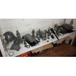 Collection of lead cast military vehicles and soldiers etc.