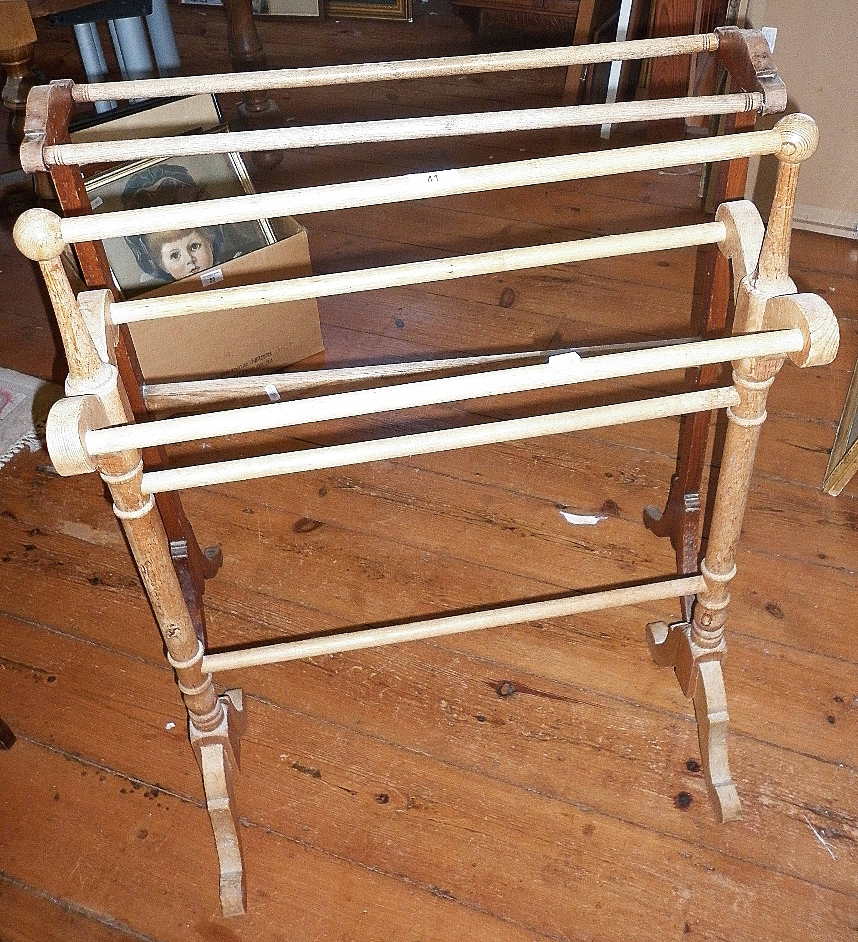 Two old pine towel rails