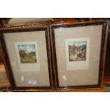 Pair of Russian colour etchings of rural scenes