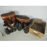 A pair of Barr & Stroud Glasgow & London 7x CF15 binoculars in leather case and a further pair of