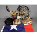 Lot to include a Texas State flag, approximately 85 cm x 145 cm,