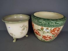 A very large Mintons jardiniere with floral decoration, printed mark to the base,