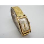 A 9ct gold cased Helvetia wristwatch on later yellow and white metal Fixo Flex expanding bracelet.