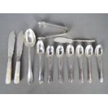 A collection of hallmarked silver cutlery to include six tea spoons and similar,