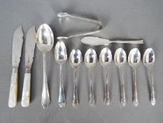 A collection of hallmarked silver cutlery to include six tea spoons and similar,