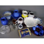 A collection of ceramics, studio pottery,