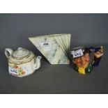 Carn Pottery - a Carn Pottery fan vase 12 cm ( h ), Royal Doulton Punch and Judy,