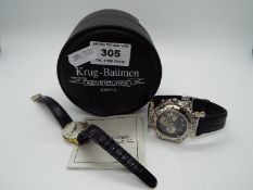 A boxed Krug - Baumen 'Adventurer' gentleman's wristwatch contained in original box and a lady's