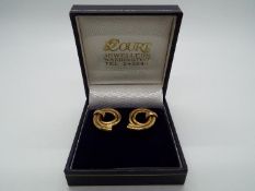 9ct gold - a pair of 9ct gold earrings with butterfly clasps, stamped 9ct,
