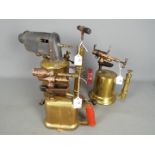 Three brass blow lamps to include a Max Sievert Vapouria No 15, a Clayton & Lambert,