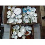 A mixed lot of ceramics to include Shelley, Royal commemorative, Myott and similar, three boxes.