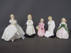 Royal Doulton - Five Royal Doulton figurines comprising HN1978 Bedtime, HN1985 Darling,