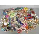 A quantity of costume jewellery comprising brooches, necklaces, earrings and similar.