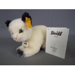 Steiff - a mohair Steiff Kitty Katze / cat with stitched nose, tag under chin,