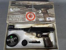 An Italian made Mondial Oklahoma 4.5mm / .177 cal air pistol, contained in original box.