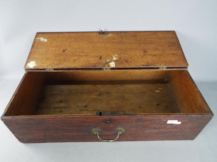 A mahogany box / chest with hinge lid approximately 20 cm x 74 cm x 39 cm and a Milners Safe Comany - Image 5 of 5