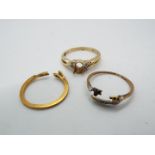 Scrap Gold - Three pieces of scrap gold comprising one ring stamped 18ct (1.