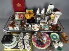 A mixed lot to include ceramics, a pietre dura trinket box, plated ware, costume jewellery,