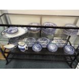 A collection blue and white dinner wares to include Meakin, English Ironstone Tableware,