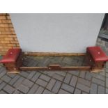 Furniture - A wood and Copper fronted fire fender with two solid wood and covered coal boxes (3)